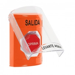 SS2525XT-ES STI Orange Indoor Only Flush or Surface Momentary (Illuminated) Stopper Station with EXIT Label Spanish