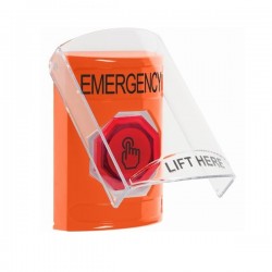 SS2526EM-EN STI Orange Indoor Flush/Surface Momentary (Illuminated) Stopper Station w/ EMERGENCY Label