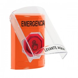 SS2526EM-ES STI Orange Indoor Flush/Surface Momentary (Illuminated) Stopper Station w/ EMERGENCY Spanish