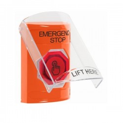 SS2526ES-EN STI Orange Indoor Flush/Surface Momentary (Illuminated) Stopper Station w/ EMERGENCY STOP Label