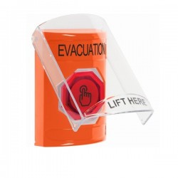 SS2526EV-EN STI Orange Indoor Flush/Surface Momentary (Illuminated) Stopper Station w/ EVACUATION Label
