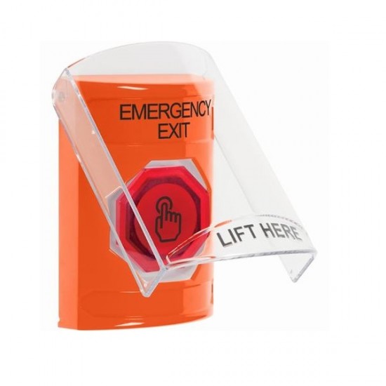 SS2526EX-EN STI Orange Indoor Flush/Surface Momentary (Illuminated) Stopper Station w/ EMERGENCY EXIT Label