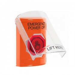 SS2526PO-EN STI Orange Indoor Flush/Surface Momentary (Illuminated) Stopper Station w/ EMERGENCY POWER OFF Label