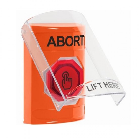 SS2527AB-EN STI Orange Indoor Flush/Surface Weather Resistant Momentary Stopper Station w/ ABORT Label