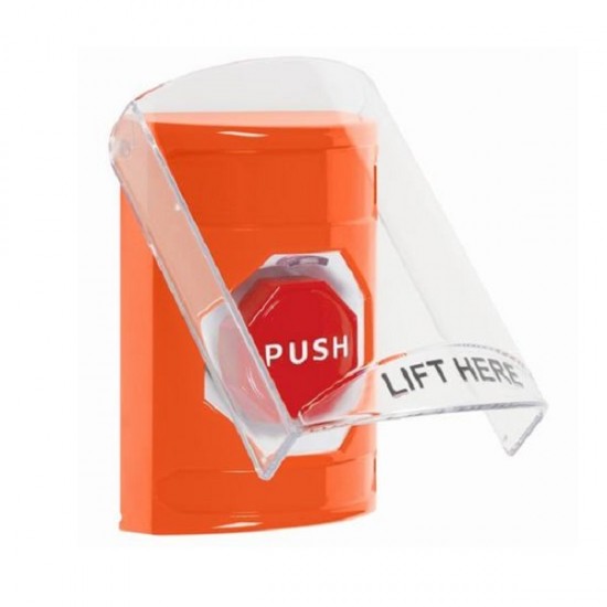 SS2528NT-EN STI Orange Indoor Only Flush or Surface Pneumatic (Illuminated) Stopper Station with No Text Label English