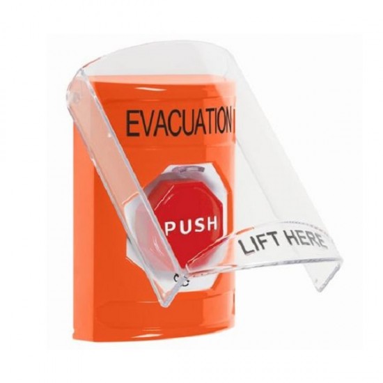 SS2529EV-EN STI Orange Indoor Only Flush or Surface Turn-to-Reset (Illuminated) Stopper Station with EVACUATION Label English