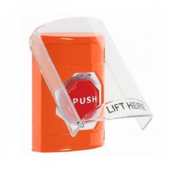 SS2529NT-EN STI Orange Indoor Only Flush or Surface Turn-to-Reset (Illuminated) Stopper Station with No Text Label English