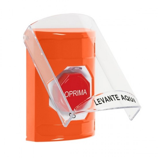 SS2529NT-ES STI Orange Indoor Only Flush or Surface Turn-to-Reset (Illuminated) Stopper Station with No Text Label Spanish
