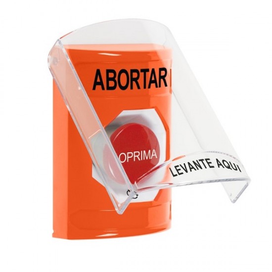 SS25A1AB-ES STI Orange Indoor Only Flush or Surface w/ Horn Turn-to-Reset Stopper Station with ABORT Label Spanish