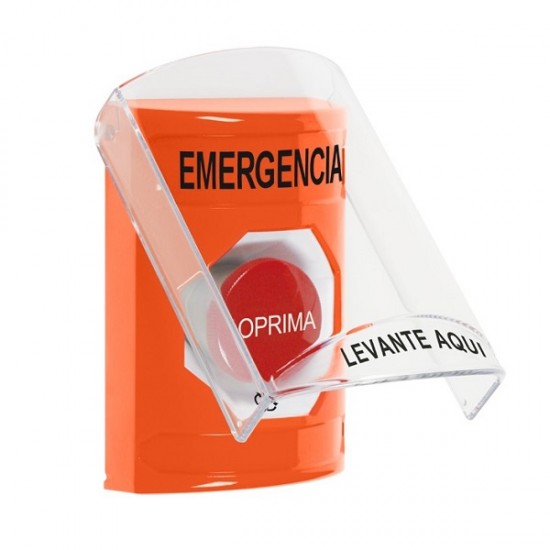 SS25A1EM-ES STI Orange Indoor Only Flush or Surface w/ Horn Turn-to-Reset Stopper Station with EMERGENCY Label Spanish