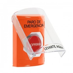 SS25A1ES-ES STI Orange Indoor Only Flush or Surface w/ Horn Turn-to-Reset Stopper Station with EMERGENCY STOP Label Spanish