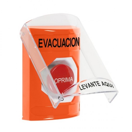 SS25A1EV-ES STI Orange Indoor Only Flush or Surface w/ Horn Turn-to-Reset Stopper Station with EVACUATION Label Spanish