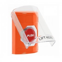 SS25A1NT-EN STI Orange Indoor Only Flush or Surface w/ Horn Turn-to-Reset Stopper Station with No Text Label English