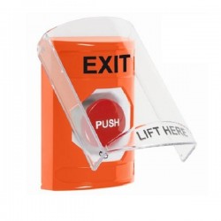 SS25A1XT-EN STI Orange Indoor Only Flush or Surface w/ Horn Turn-to-Reset Stopper Station with EXIT Label English