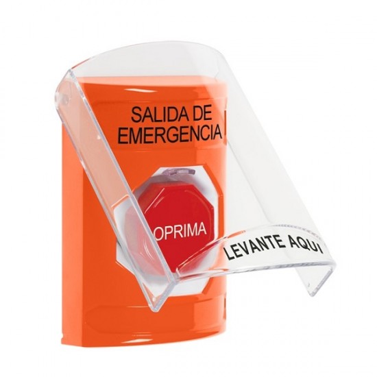 SS25A2EX-ES STI Orange Indoor Flush/Surface w/ Horn Key-to-Reset Stopper Station w/ EMERGENCY EXIT Spanish