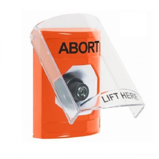 SS25A3AB-EN STI Orange Indoor Only Flush or Surface w/ Horn Key-to-Activate Stopper Station with ABORT Label English