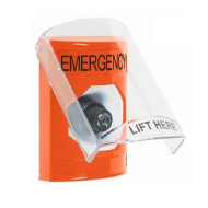 SS25A3EM-EN STI Orange Indoor Only Flush or Surface w/ Horn Key-to-Activate Stopper Station with EMERGENCY Label English