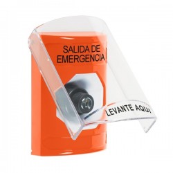 SS25A3EX-ES STI Orange Indoor Only Flush or Surface w/ Horn Key-to-Activate Stopper Station with EMERGENCY EXIT Label Spanish