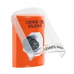 SS25A3LD-ES STI Orange Indoor Only Flush or Surface w/ Horn Key-to-Activate Stopper Station with LOCKDOWN Label Spanish