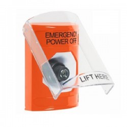 SS25A3PO-EN STI Orange Indoor Flush/Surface w/ Horn Key-to-Activate Stopper Station w/ EMERGENCY POWER OFF Label