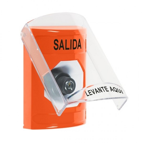 SS25A3XT-ES STI Orange Indoor Only Flush or Surface w/ Horn Key-to-Activate Stopper Station with EXIT Label Spanish