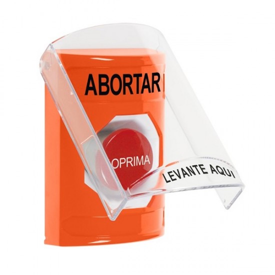 SS25A4AB-ES STI Orange Indoor Only Flush or Surface w/ Horn Momentary Stopper Station with ABORT Label Spanish