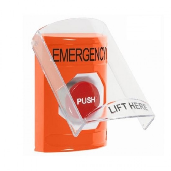 SS25A4EM-EN STI Orange Indoor Only Flush or Surface w/ Horn Momentary Stopper Station with EMERGENCY Label English SS25A4EM-EN STI Orange Indoor Only Flush or Surface w/ Horn Momentary Stopper Station with EMERGENCY Label English
