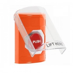 SS25A4NT-EN STI Orange Indoor Only Flush or Surface w/ Horn Momentary Stopper Station with No Text Label English