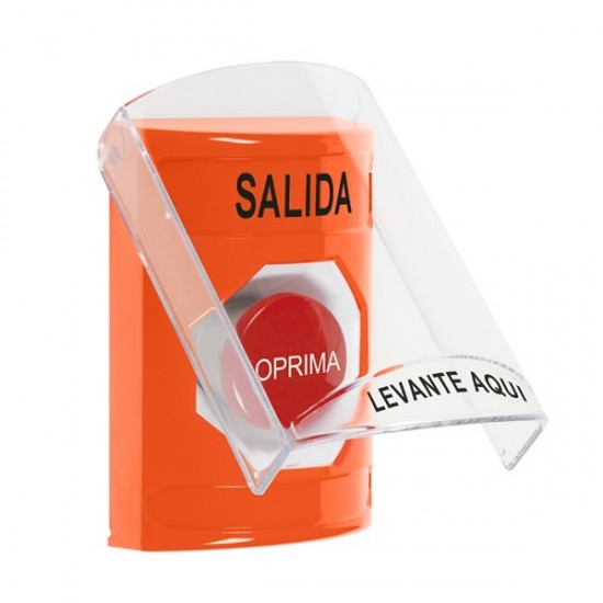 SS25A4XT-ES STI Orange Indoor Only Flush or Surface w/ Horn Momentary Stopper Station with EXIT Label Spanish