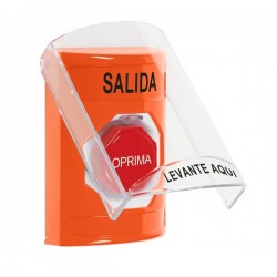 SS25A5XT-ES STI Orange Indoor Only Flush or Surface w/ Horn Momentary (Illuminated) Stopper Station with EXIT Label Spanish