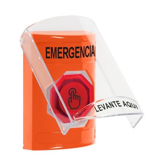 SS25A6EM-ES STI Orange Indoor Flush/Surface w/ Horn Momentary (Illuminated) Stopper Station w/ EMERGENCY Spanish