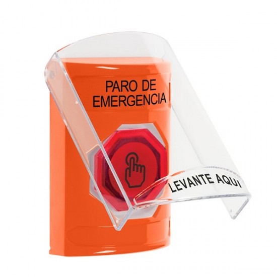 SS25A6ES-ES STI Orange Indoor Flush/Surface w/ Horn Momentary (Illuminated) Stopper Station w/ EMERGENCY STOP Spanish