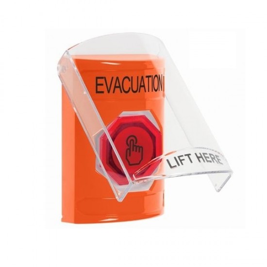 SS25A6EV-EN STI Orange Indoor Flush/Surface w/ Horn Momentary (Illuminated) Stopper Station w/ EVACUATION Label