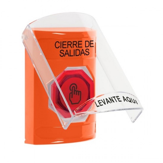SS25A6LD-ES STI Orange Indoor Flush/Surface w/ Horn Momentary (Illuminated) Stopper Station w/ LOCKDOWN Spanish