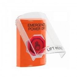 SS25A6PO-EN STI Orange Indoor Flush/Surface w/ Horn Momentary (Illuminated) Stopper Station w/ EMERGENCY POWER OFF Label
