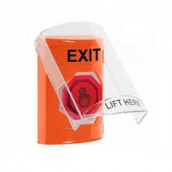 SS25A6XT-EN STI Orange Indoor Flush/Surface w/ Horn Momentary (Illuminated) Stopper Station w/ EXIT Label