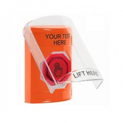 SS25A6ZA-EN STI Orange Indoor Flush/Surface w/ Horn Momentary (Illuminated) Stopper Station w/ Custom Text