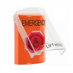 SS25A7EM-EN STI Orange Indoor Flush/Surface w/ Horn Weather Resistant Momentary Stopper Station w/ EMERGENCY Label SS25A7EM-EN STI Orange Indoor Flush/Surface w/ Horn Weather Resistant Momentary Stopper Station w/ EMERGENCY Label