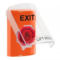SS25A7XT-EN STI Orange Indoor Flush/Surface w/ Horn Weather Resistant Momentary Stopper Station w/ EXIT Label