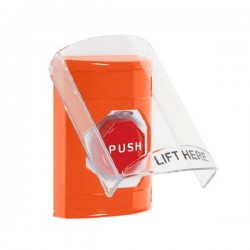 SS25A8NT-EN STI Orange Indoor Only Flush or Surface w/ Horn Pneumatic (Illuminated) Stopper Station with No Text Label English