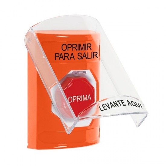 SS25A8PX-ES STI Orange Indoor Flush/Surface w/ Horn Pneumatic (Illuminated) Stopper Station w/ PUSH TO EXIT Spanish
