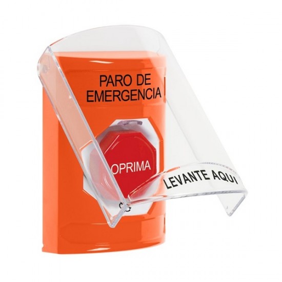 SS25A9ES-ES STI Orange Indoor Flush/Surface w/ Horn Turn-to-Reset Stopper Station w/ EMERGENCY STOP Spanish