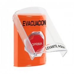 SS25A9EV-ES STI Orange Indoor Flush/Surface w/ Horn Turn-to-Reset Stopper Station w/ EVACUATION Spanish