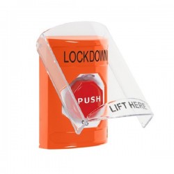 SS25A9LD-EN STI Orange Indoor Flush/Surface w/ Horn Turn-to-Reset Stopper Station w/ LOCKDOWN Label