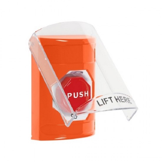SS25A9NT-EN STI Orange Indoor Flush/Surface w/ Horn Turn-to-Reset (Illuminated) Stopper Station w/ No Text