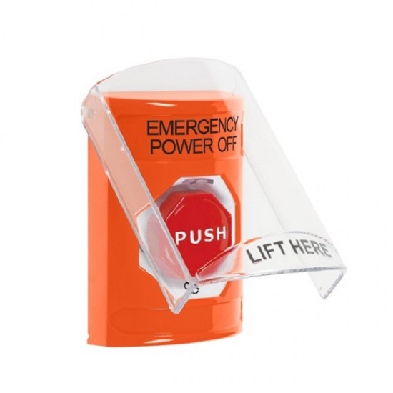 SS25A9PO-EN STI Orange Indoor Flush/Surface w/ Horn Turn-to-Reset Stopper Station w/ EMERGENCY POWER OFF Label