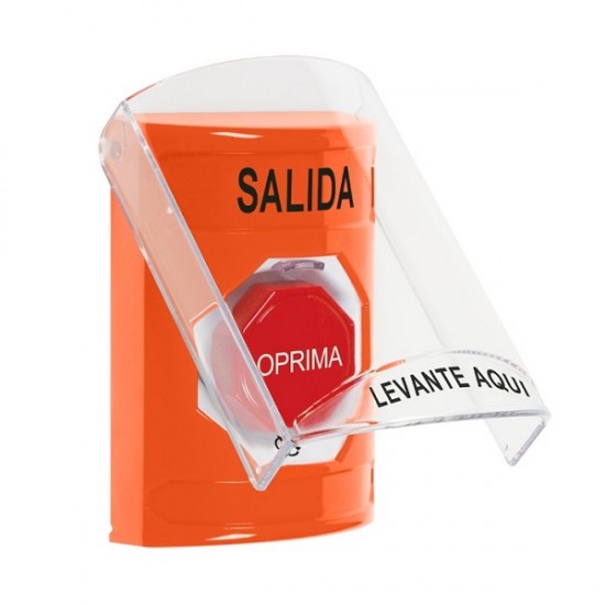 SS25A9XT-ES STI Orange Indoor Only Flush or Surface w/ Horn Turn-to-Reset (Illuminated) Stopper Station with EXIT Label Spanish