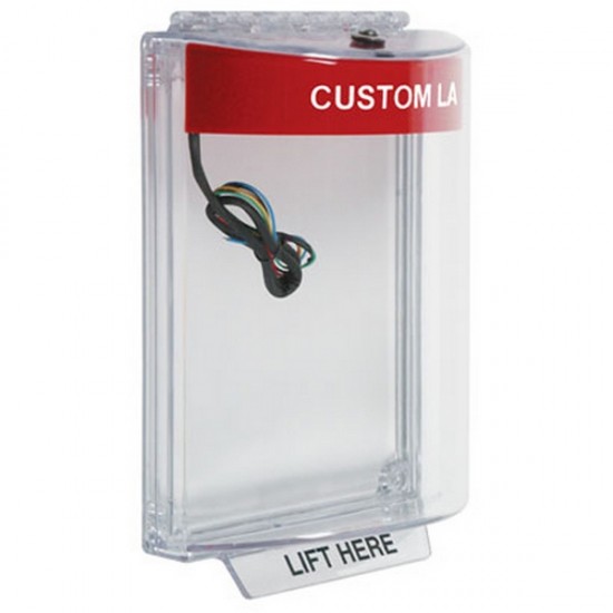 STI-13030CR STI Universal Stopper Dome Cover Flush Mount and Hood with Horn and Relay - Custom Label - Red - Non-Returnable