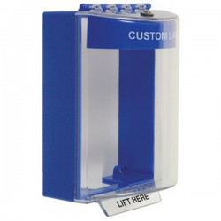 STI-13220CB STI Universal Stopper Dome Cover Surface Mount and Hood with Horn - Custom Label - Blue - Non-Returnable