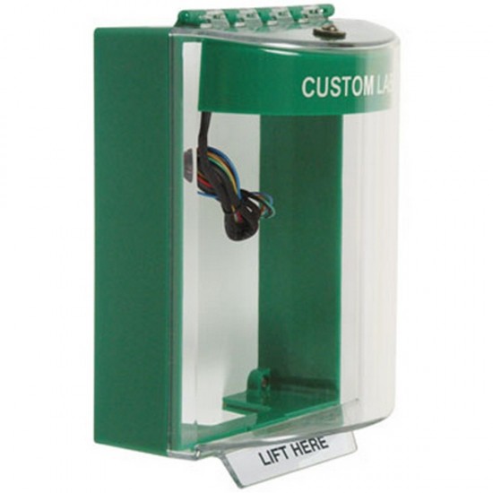 STI-13230CG STI Universal Stopper Dome Cover Surface Mount and Hood with Horn and Relay - Custom Label - Green - Non-Returnable